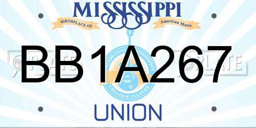 BB1A267 Mississippi License Plate