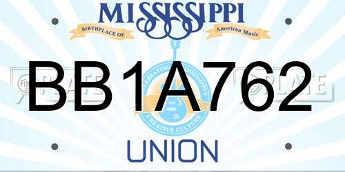 BB1A762 Mississippi License Plate