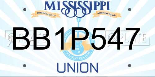 BB1P547 Mississippi License Plate