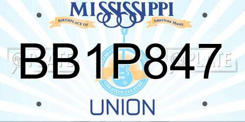 BB1P847 Mississippi License Plate