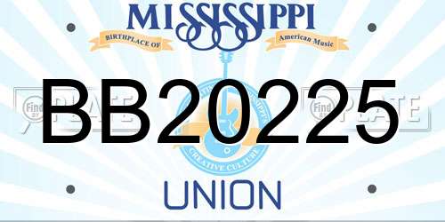 BB20225 Mississippi License Plate