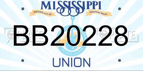 BB20228 Mississippi License Plate