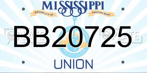 BB20725 Mississippi License Plate