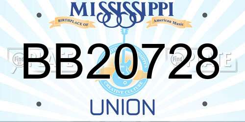 BB20728 Mississippi License Plate