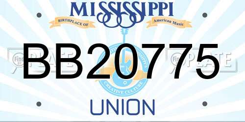 BB20775 Mississippi License Plate