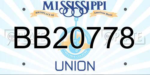 BB20778 Mississippi License Plate