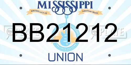 BB21212 Mississippi License Plate