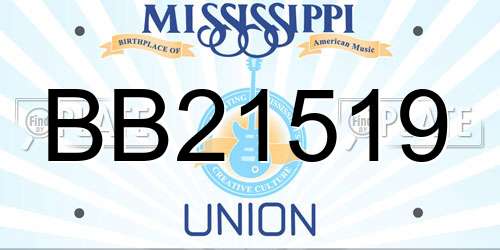 BB21519 Mississippi License Plate