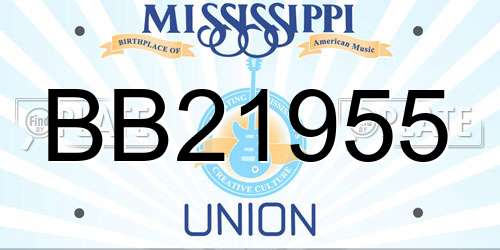BB21955 Mississippi License Plate