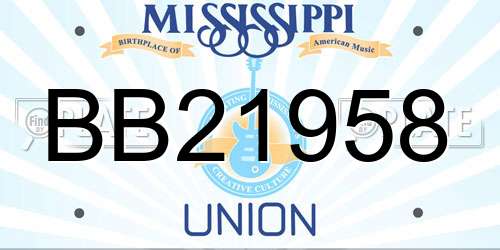 BB21958 Mississippi License Plate