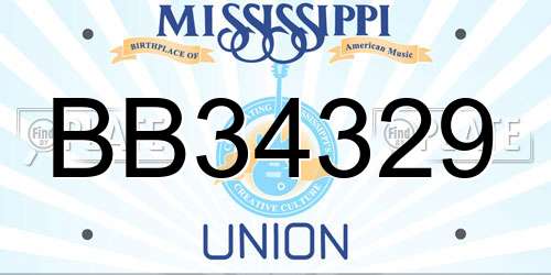 BB34329 Mississippi License Plate