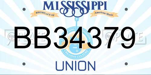 BB34379 Mississippi License Plate