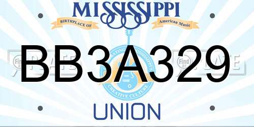 BB3A329 Mississippi License Plate