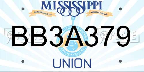 BB3A379 Mississippi License Plate