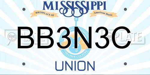 BB3N3C Mississippi License Plate