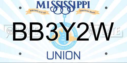 BB3Y2W Mississippi License Plate