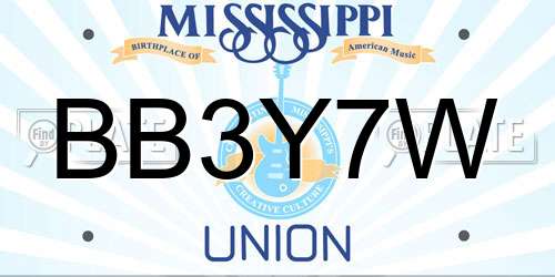 BB3Y7W Mississippi License Plate