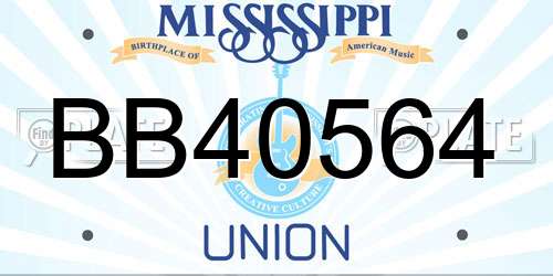 BB40564 Mississippi License Plate