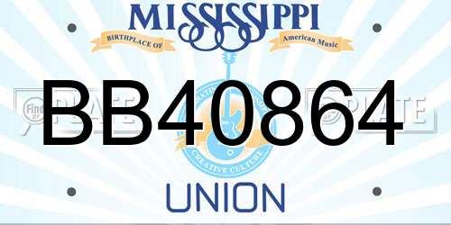 BB40864 Mississippi License Plate
