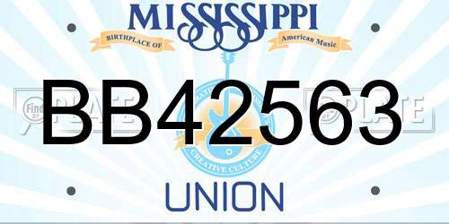 BB42563 Mississippi License Plate