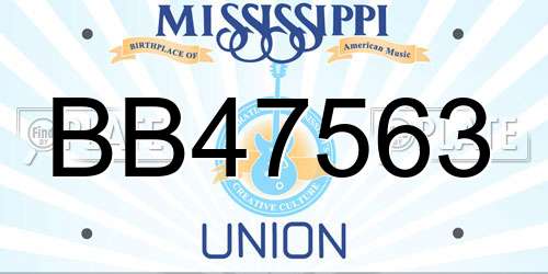 BB47563 Mississippi License Plate