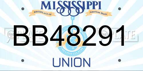 BB48291 Mississippi License Plate