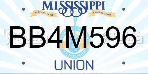 BB4M596 Mississippi License Plate