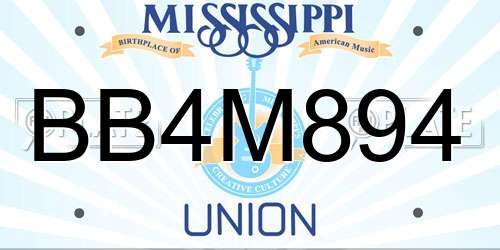 BB4M894 Mississippi License Plate