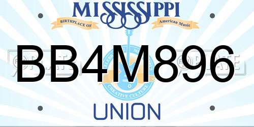 BB4M896 Mississippi License Plate