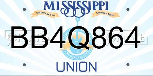 BB4Q864 Mississippi License Plate