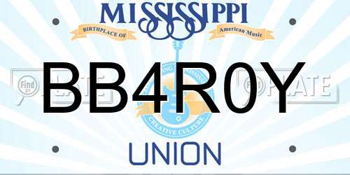 BB4R0Y Mississippi License Plate