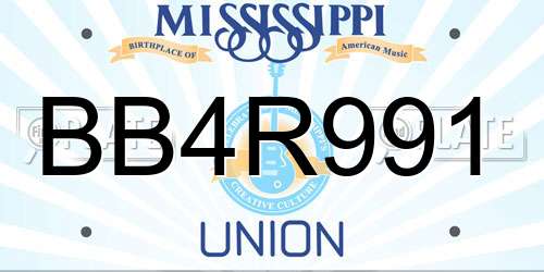 BB4R991 Mississippi License Plate