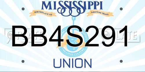 BB4S291 Mississippi License Plate