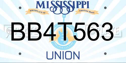 BB4T563 Mississippi License Plate