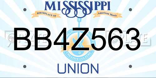 BB4Z563 Mississippi License Plate