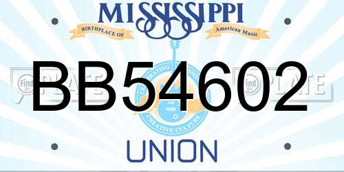 BB54602 Mississippi License Plate