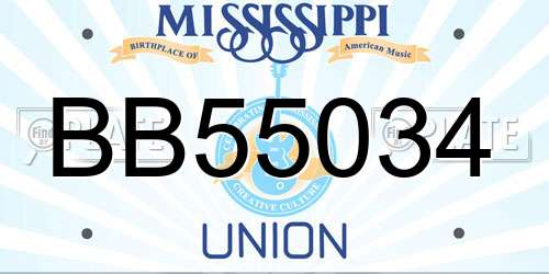 BB55034 Mississippi License Plate