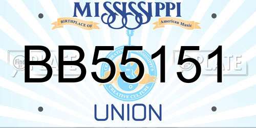 BB55151 Mississippi License Plate
