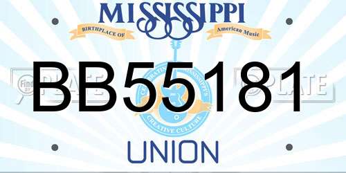 BB55181 Mississippi License Plate