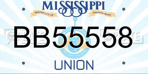 BB55558 Mississippi License Plate