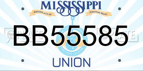BB55585 Mississippi License Plate
