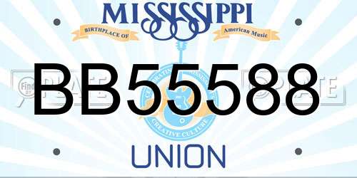 BB55588 Mississippi License Plate