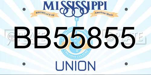 BB55855 Mississippi License Plate