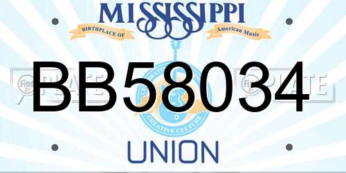 BB58034 Mississippi License Plate