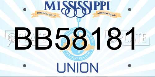 BB58181 Mississippi License Plate