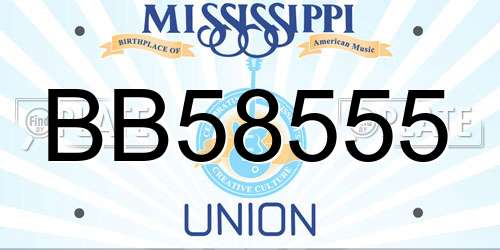 BB58555 Mississippi License Plate