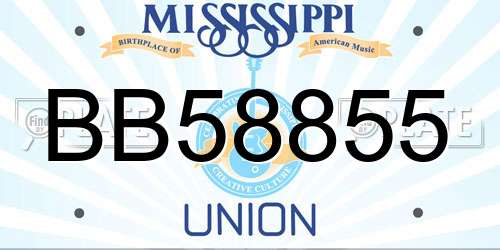 BB58855 Mississippi License Plate