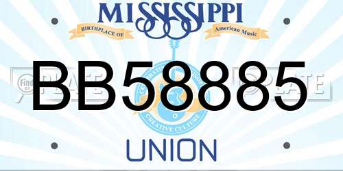 BB58885 Mississippi License Plate