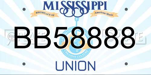 BB58888 Mississippi License Plate
