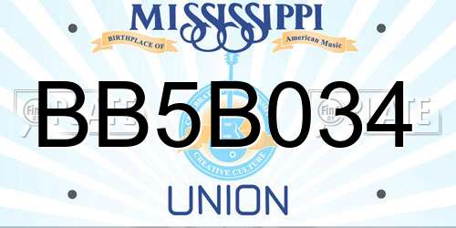 BB5B034 Mississippi License Plate